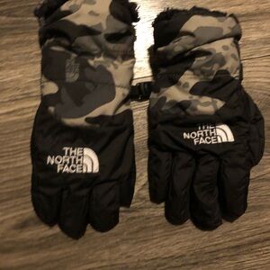 The North Face Black and Gray Camouflage Gloves